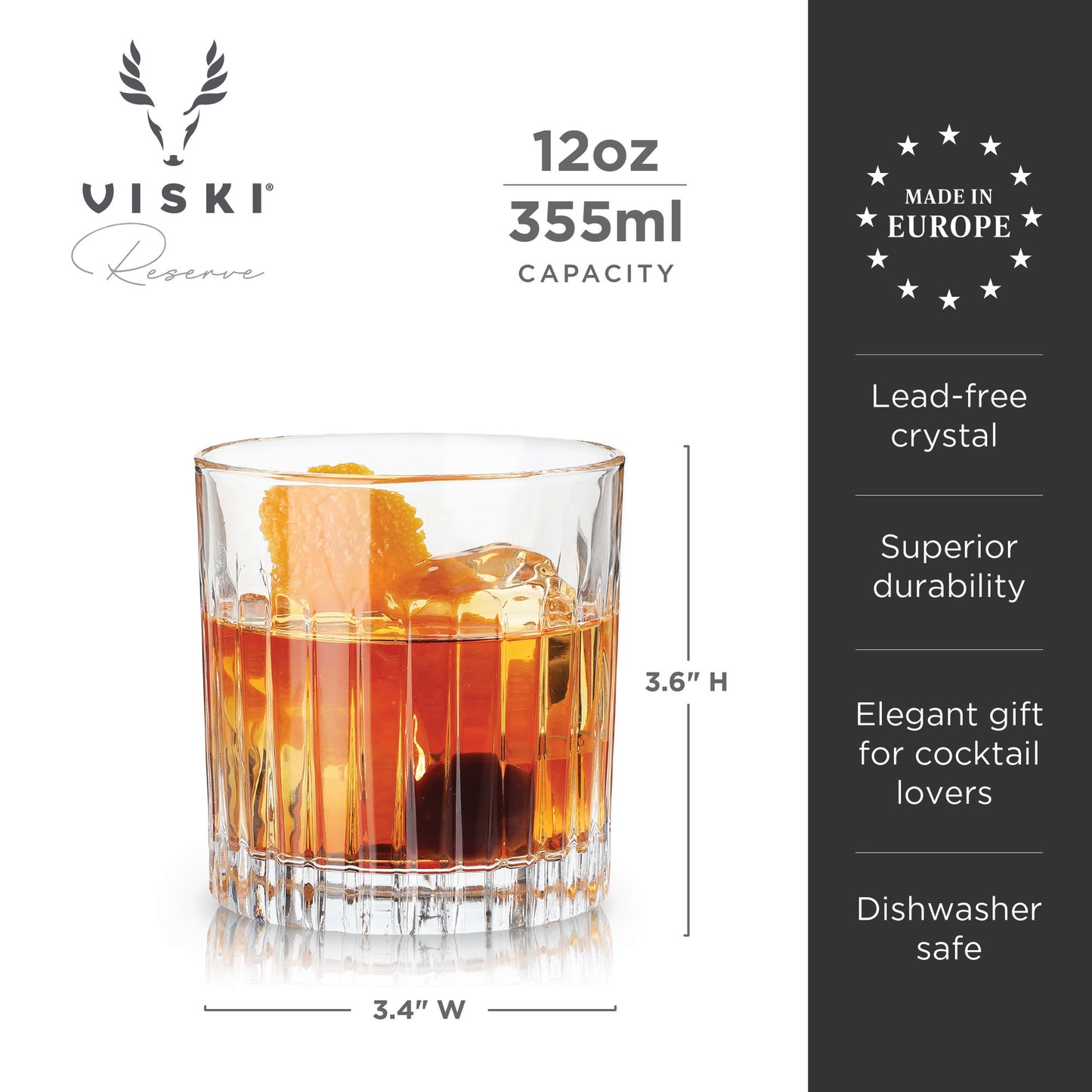 Viski® Reserve Milo Crystal Rocks Glasses